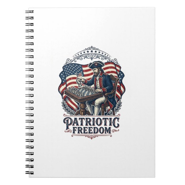 Caderno Espiral Patriotic Chess Player Vector Graphic Tee (Frente)