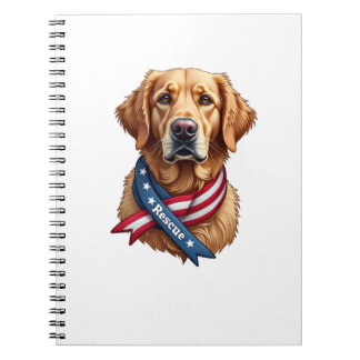 Caderno Espiral Patriotic Golden Retriever Rescue Vintage Tee