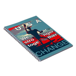 Caderno Espiral Patriotic USA Hope Graphic Art Impressão Design