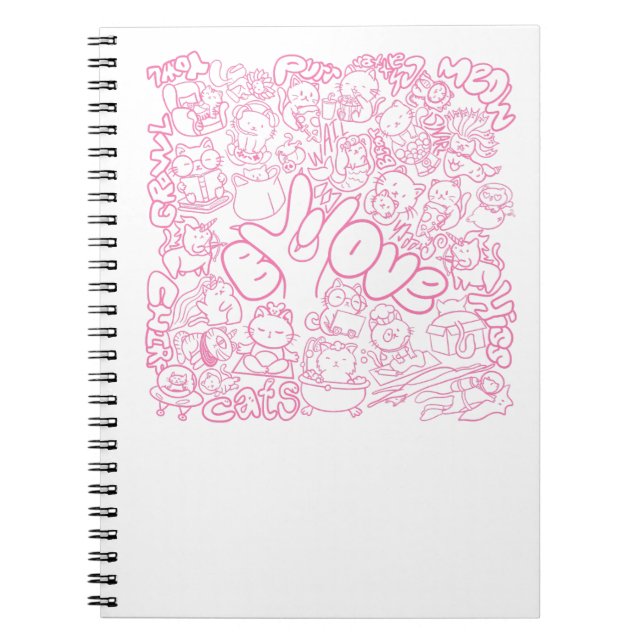 Caderno Espiral Patten Gato Bonito com Sinal ASL ILY - Design ASL (Frente)