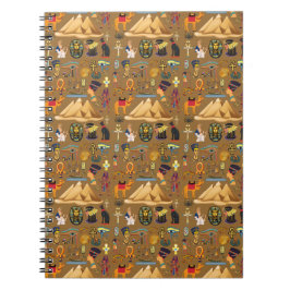 Caderno Espiral Pattern Ancient Egyptian Hieroglyphic Symbol 