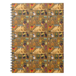 Caderno Espiral Pattern Ancient Egyptian Hieroglyphic Symbol 