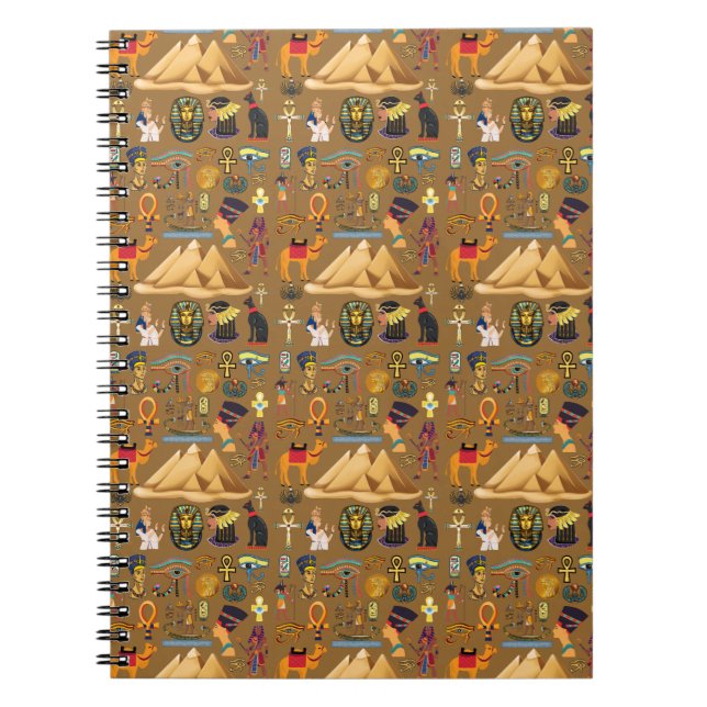 Caderno Espiral Pattern Ancient Egyptian Hieroglyphic Symbol  (Frente)
