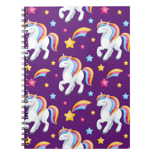 Caderno Espiral Pattern Unicorn Magic Horse Cute      (Frente)