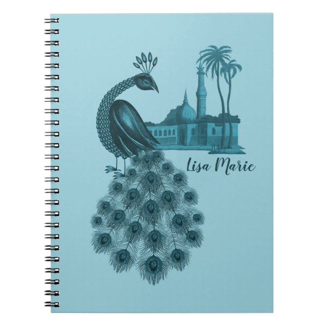 Caderno Espiral Pavão Azul Romântico (Frente)