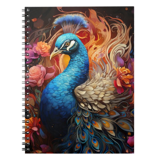 Caderno Espiral Pavão com penas (Frente)