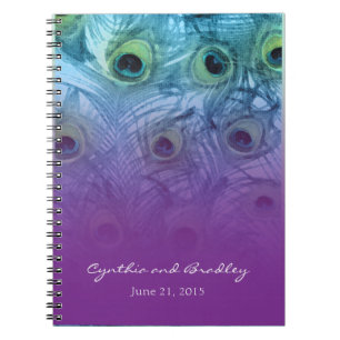 Caderno Espiral Pavão de Teal Roxo