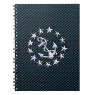 Caderno Espiral Pavilhão do Yacht do Estilo Cromo Azul no Impress