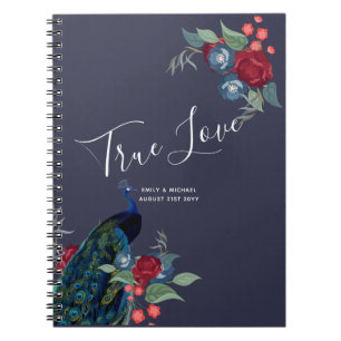 Caderno Espiral Pavock Blue Burgundy Orçamento do Casamento outono