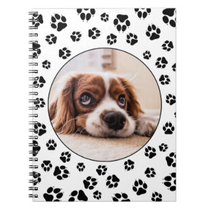 Caderno Espiral Pawprint Black Dog Personalizado Foto De Puppy