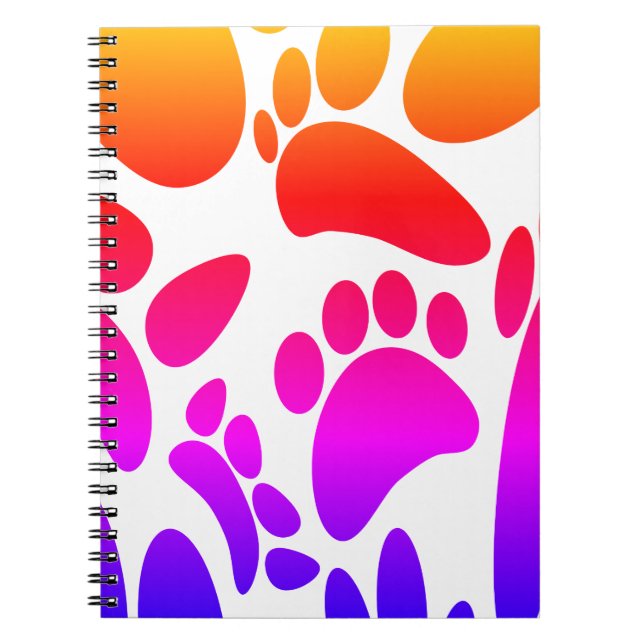Caderno Espiral Pawprint do abstrato (Frente)