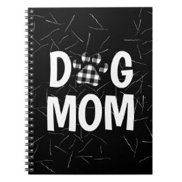 Caderno Espiral Pawprint do cão xadrez com pelo de cão