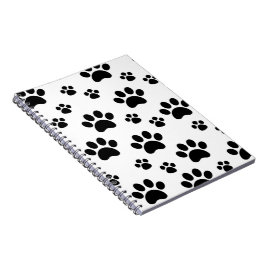 Caderno Espiral Pawprint preto e branco
