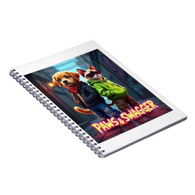 Caderno Espiral Paws & Swagger™ Fofinho Inspirado em Animais de Es (Lado Direito)