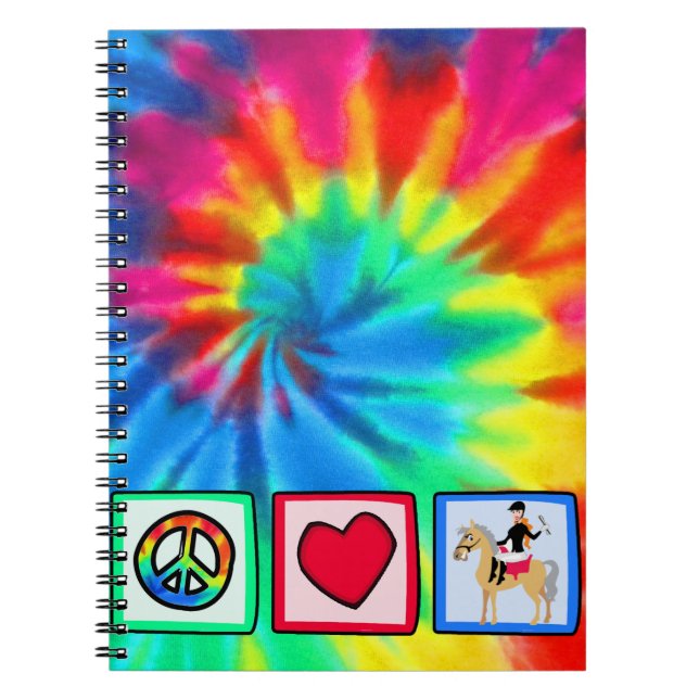 Caderno Espiral Paz, amor, equestre (Frente)