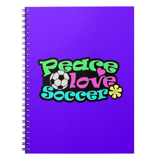 Caderno Espiral Paz, amor, futebol; Retro (Frente)