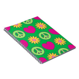 Caderno Espiral Paz Amor Margaridas