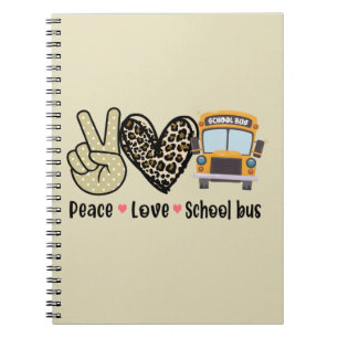 Caderno Espiral Paz, Amor, Ônibus Escolar