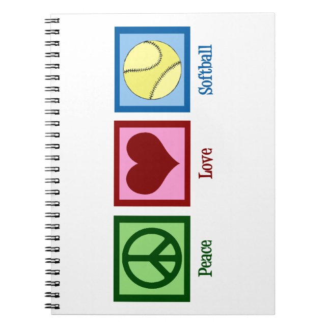 Caderno Espiral Paz Amor Softbol (Frente)