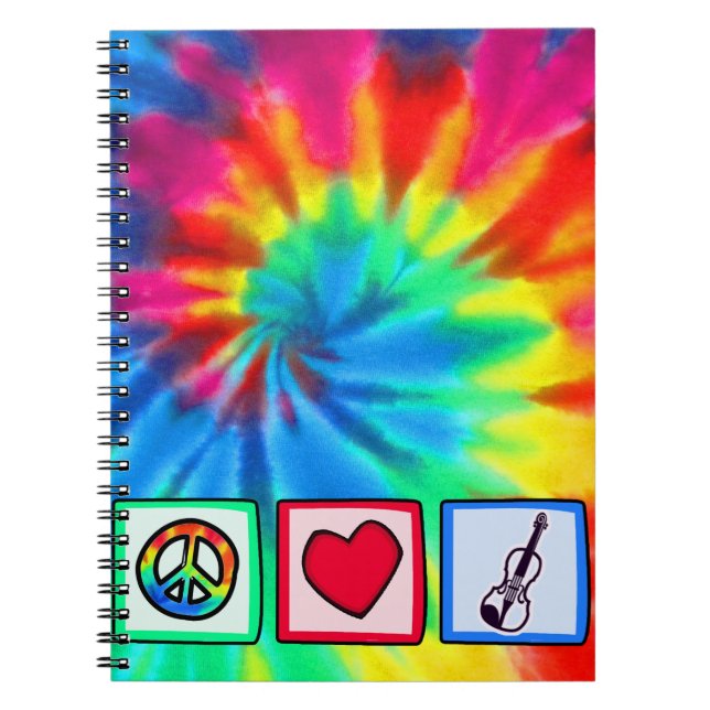 Caderno Espiral Paz, amor, violinos (Frente)