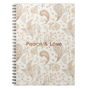 Caderno Espiral Paz Boêmio Hippie Anos Sessenta Paisley 