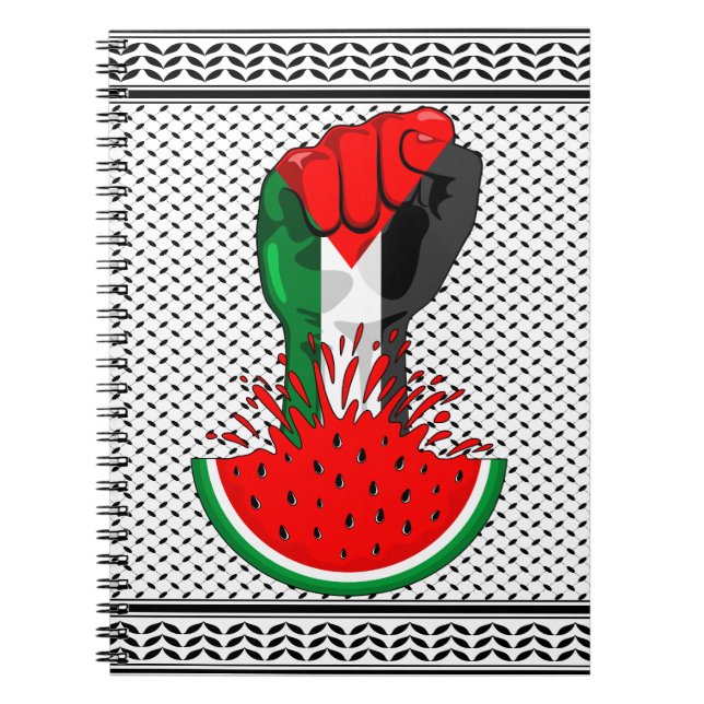 Caderno Espiral Pé de resistência da Palestina em Watermelon (Frente)