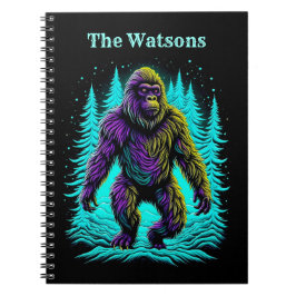 Caderno Espiral Pé Grande Asquatch em Teal e Preto Personalizado