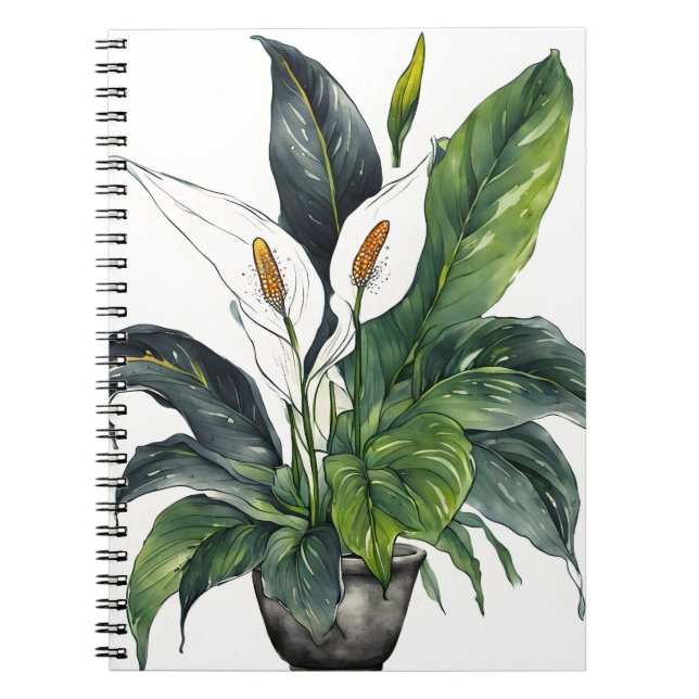 Caderno Espiral Peace Lily - Watercolor flowers (Frente)