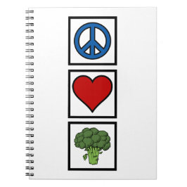 Caderno Espiral Peace Love and Broccoli Spiral Bound
