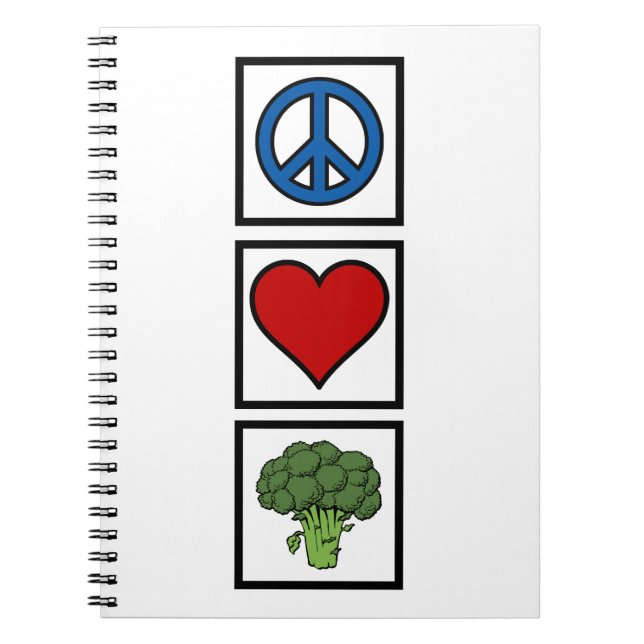 Caderno Espiral Peace Love and Broccoli Spiral Bound (Frente)