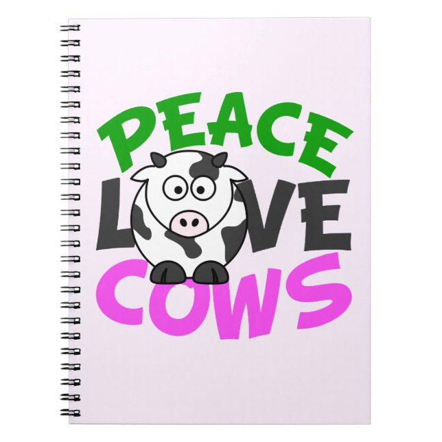 Caderno Espiral Peace Love Cows (Frente)
