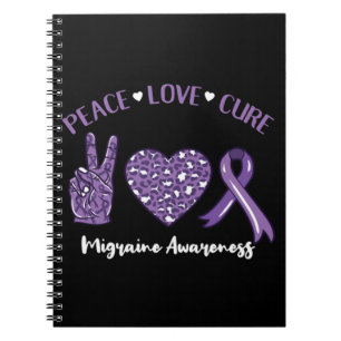 Caderno Espiral Peace Love Cure Migraine Awarness