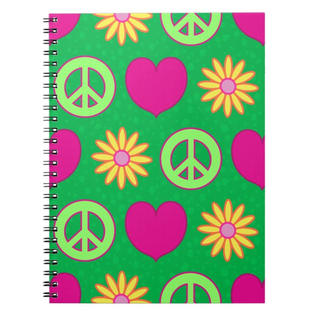 Caderno Espiral Peace Love Daisies (Frente)