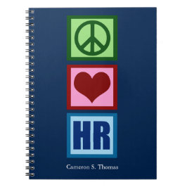 Caderno Espiral Peace Love HR Recursos Humanos Personalizados