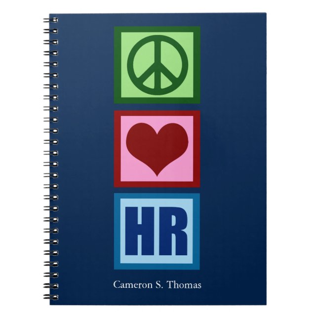 Caderno Espiral Peace Love HR Recursos Humanos Personalizados (Frente)