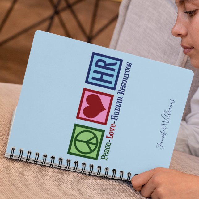Caderno Espiral Peace Love Human Resources (Criador carregado)