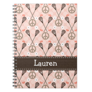 Caderno Espiral Peace Love Lacrosse Lax Spiral Notebook Diário
