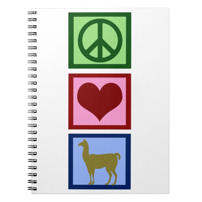 Caderno Espiral Peace Love Llamas (Frente)