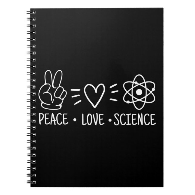 Caderno Espiral Peace Love Science (Frente)