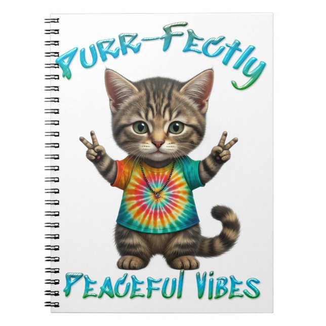 Caderno Espiral Peaceful Hippie Boho Kitten Vibes  (Frente)