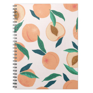 Caderno Espiral Peach Apricot: Padrão Tropical Sem Olhos.