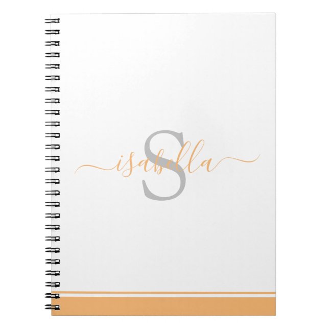 Caderno Espiral Peach Elegante de Script Moderno (Frente)