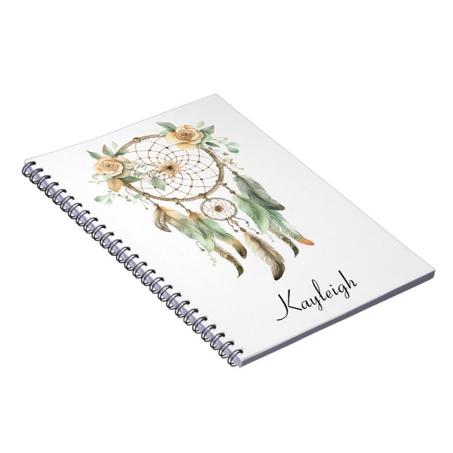 Caderno Espiral Peach Floral Green Drecher (Lado Direito)