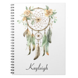 Caderno Espiral Peach Floral Green Drecher