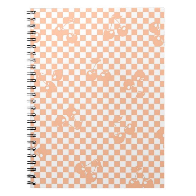 Caderno Espiral Peach Fuzz Cherry Gingham Patterno (Frente)