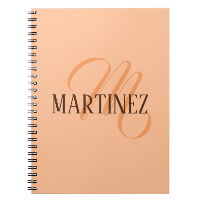 Caderno Espiral Peach Fuzz Elegante Personalizado Nome (Frente)