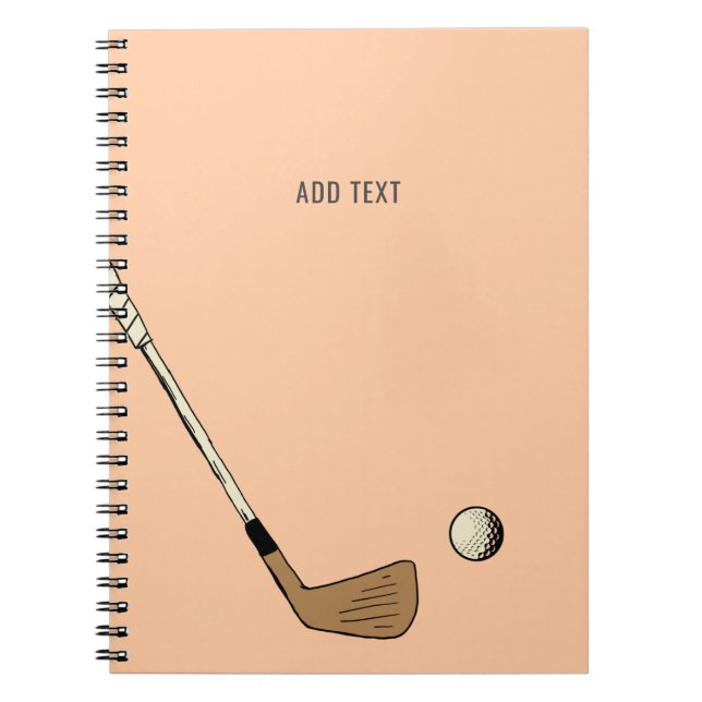 Caderno Espiral Peach Personalizado Moderno Golf (Frente)