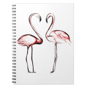 Caderno Espiral Peach Rosa Flamingos Flamingo Tropical