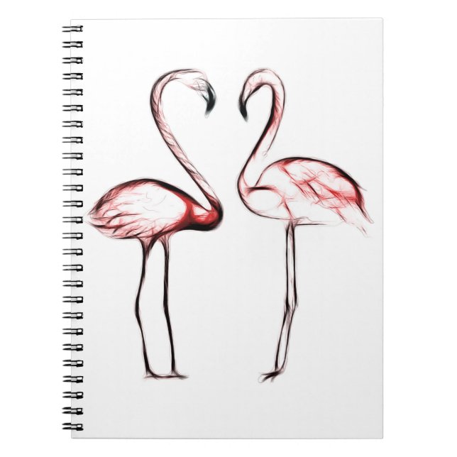 Caderno Espiral Peach Rosa Flamingos Flamingo Tropical (Frente)