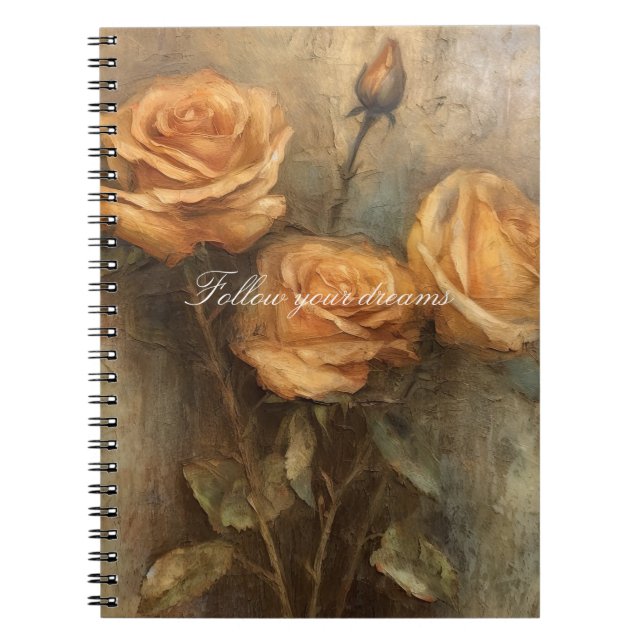 Caderno Espiral Peach Rosa Floral Romântico (Frente)